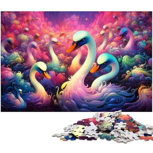 Puzzle für Erwachsene 1000 Teile Kunst Tiere Flamingos Puzzle für Erwachsene Holzpuzzle Heimdekoration (Größe 75 x 50 cm) von zouxangzz