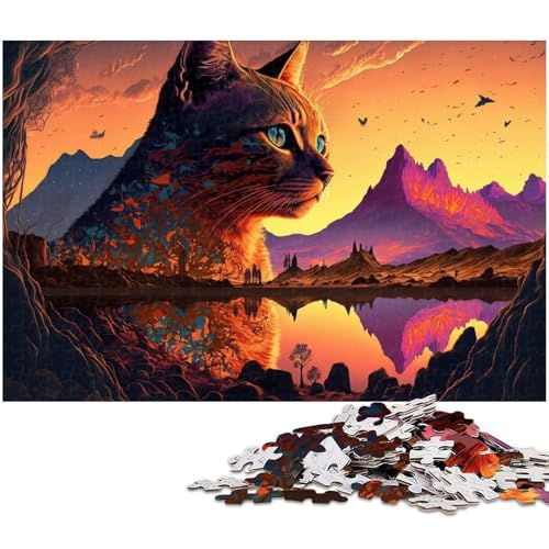 Puzzle für Erwachsene 1000 Teile Landschaftskatzen Puzzle für Erwachsene Holzspiele für die ganze Familie Weihnachts und Geburtstagsgeschenke 1000 Teile (75 x 50 cm) von zouxangzz