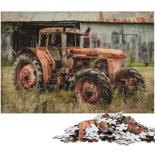 Puzzle für Erwachsene 1000 Teile Landwirtschaftliche Traktor Puzzles für Holzpuzzles pädagogisches Spielzeug zum Stressabbau (Größe 75 x 50 cm) von zouxangzz