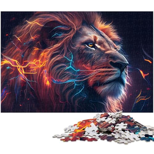 Puzzle für Erwachsene 1000 Teile Löwe und Blitz EIN Kunstwerk für Teenager ab 14 Jahren (Größe 38 x 26 cm) von zouxangzz