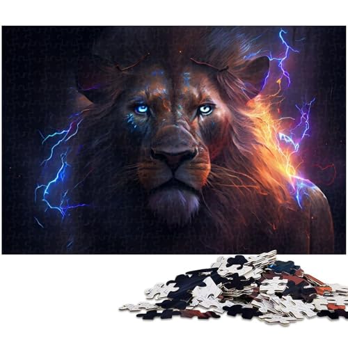 Puzzle für Erwachsene 1000 Teile Löwe und Blitz Puzzle für Erwachsene Holzpuzzle Heimdekoration (Größe 75 x 50 cm) von zouxangzz