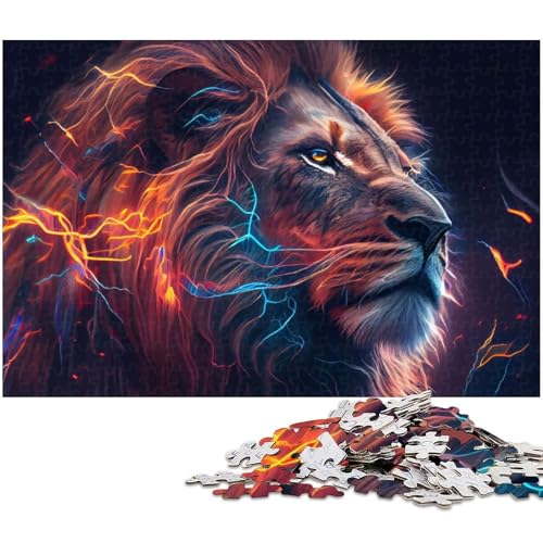 Puzzle für Erwachsene 1000 Teile Löwe und Blitz Puzzle für Erwachsene Holzspiele für die ganze Familie Weihnachts und Geburtstagsgeschenke (Größe 75 x 50 cm) von zouxangzz