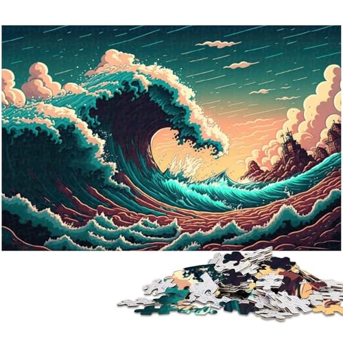 Puzzle für Erwachsene 1000 Teile Meereswellen anspruchsvolles Spiel Spielzeug Weihnachtspuzzle Geschenke (Größe 38 x 26 cm) von zouxangzz