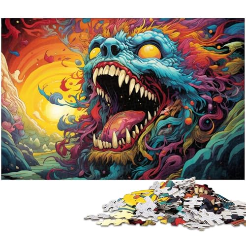 Puzzle für Erwachsene 1000 Teile Monster auf Buntem Hintergrund Herausforderndes Spielspielzeug Weihnachtspuzzlegeschenke 1000 PCS (75x50cm) von zouxangzz