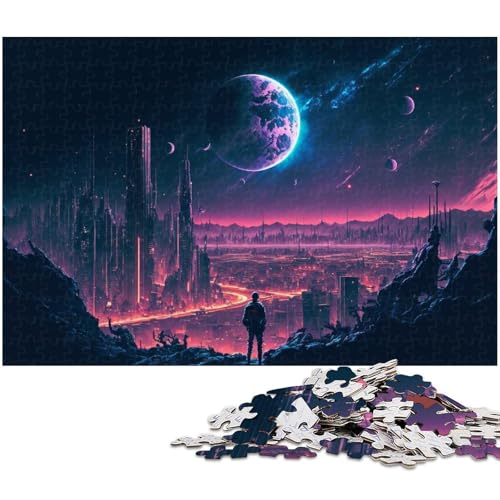 Puzzle für Erwachsene 1000 Teile Nachtstadtlandschaft Puzzles für Holzpuzzles pädagogisches Spielzeug zum Stressabbau (Größe 75 x 50 cm) von zouxangzz