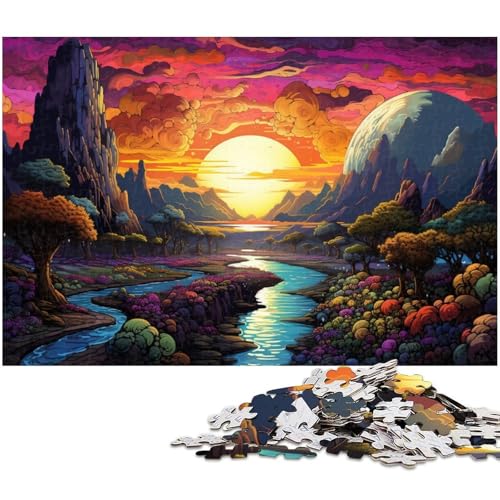 Puzzle für Erwachsene 1000 Teile Neonlandschaft EIN Kunstwerk für Teenager ab 14 Jahren 1000 Teile (75 x 50 cm) von zouxangzz