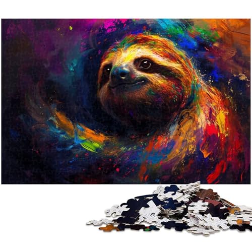 Puzzle für Erwachsene 1000 Teile Ölgemälde Faultier Puzzles für Holzpuzzles pädagogisches Spielzeug zum Stressabbau (Größe 75 x 50 cm) von zouxangzz