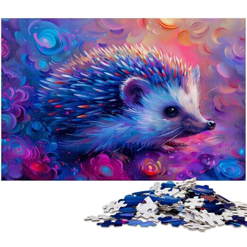 Puzzle für Erwachsene 1000 Teile Ölgemälde Igel Puzzles für Papierpuzzles pädagogisches Spielzeug zum Stressabbau (Größe 38 x 26 cm) von zouxangzz