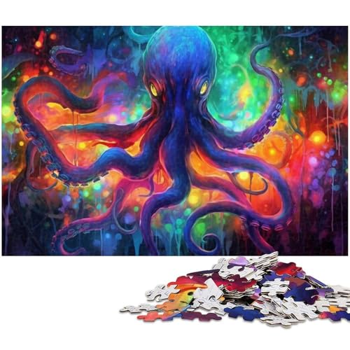 Puzzle für Erwachsene 1000 Teile Oktopus Monster Puzzles für Holzpuzzles pädagogisches Spielzeug zum Stressabbau (Größe 75 x 50 cm) von zouxangzz