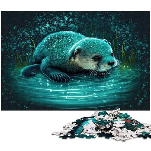 Puzzle für Erwachsene 1000 Teile Otter Neon anspruchsvolles Spiel Spielzeug Weihnachtspuzzle Geschenke (Größe 38 x 26 cm) von zouxangzz