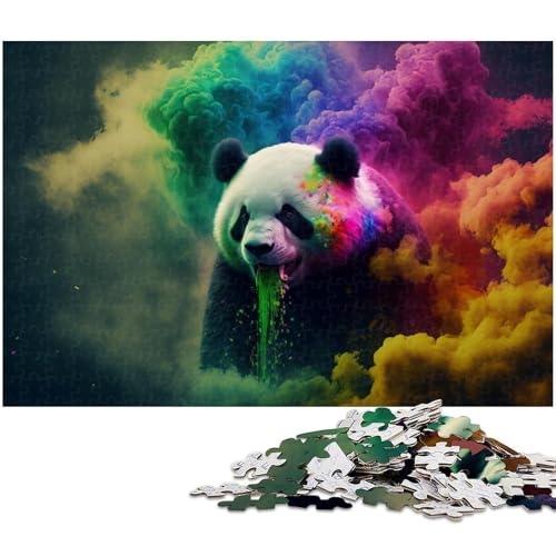 Puzzle für Erwachsene 1000 Teile Panda in bunten Wolken Puzzle für Erwachsene Holzspiele für die ganze Familie Weihnachts und Geburtstagsgeschenke (Größe 75 x 50 cm) von zouxangzz