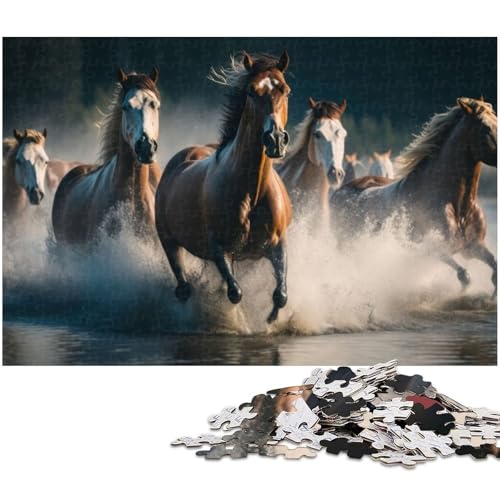 Puzzle für Erwachsene 1000 Teile Pferd rennt durch Puzzles für Holzpuzzles pädagogisches Spielzeug zum Stressabbau 1000 Teile (75 x 50 cm) von zouxangzz