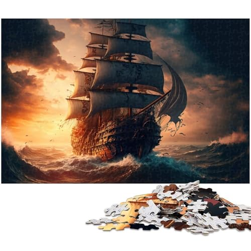 Puzzle für Erwachsene 1000 Teile Piratenschiff Puzzle EIN Kunstwerk für Teenager ab 14 Jahren (Größe 75 x 50 cm) von zouxangzz