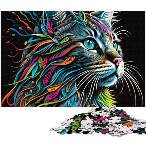 Puzzle für Erwachsene 1000 Teile Porträt Einer schönen Katze Holzpuzzle lustiges Geschenk (Größe 75 x 50 cm) von zouxangzz