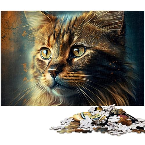 Puzzle für Erwachsene 1000 Teile Porträt Einer schönen Katze Puzzle für Erwachsene Holzspiele für die ganze Familie Weihnachts und Geburtstagsgeschenke (Größe 75 x 50 cm) von zouxangzz