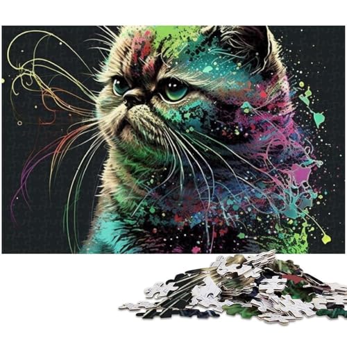 Puzzle für Erwachsene 1000 Teile Porträt Einer schönen Katze Puzzle für Erwachsene Papierpuzzle Heimdekoration (Größe 38 x 26 cm) von zouxangzz