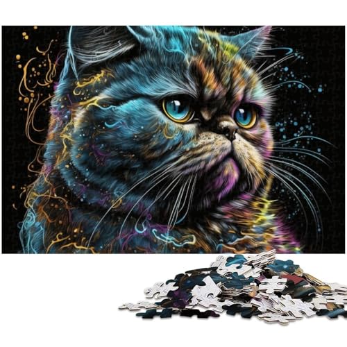 Puzzle für Erwachsene 1000 Teile Porträt Einer schönen Katze Puzzles für Holzpuzzles pädagogisches Spielzeug zum Stressabbau (Größe 75 x 50 cm) von zouxangzz
