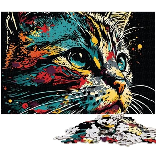 Puzzle für Erwachsene 1000 Teile Porträt Einer schönen Katze Puzzles für Holzpuzzles pädagogisches Spielzeug zum Stressabbau (Größe 75 x 50 cm) von zouxangzz