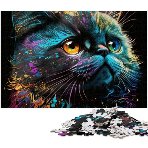 Puzzle für Erwachsene 1000 Teile Porträt Einer schönen Katze Puzzles für Holzpuzzles pädagogisches Spielzeug zum Stressabbau (Größe 75 x 50 cm) von zouxangzz