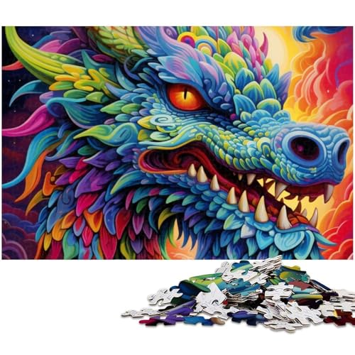 Puzzle für Erwachsene 1000 Teile Psychedelische Kunst Drache anspruchsvolles Spiel Spielzeug Weihnachtspuzzle Geschenke (Größe 75 x 50 cm) von zouxangzz