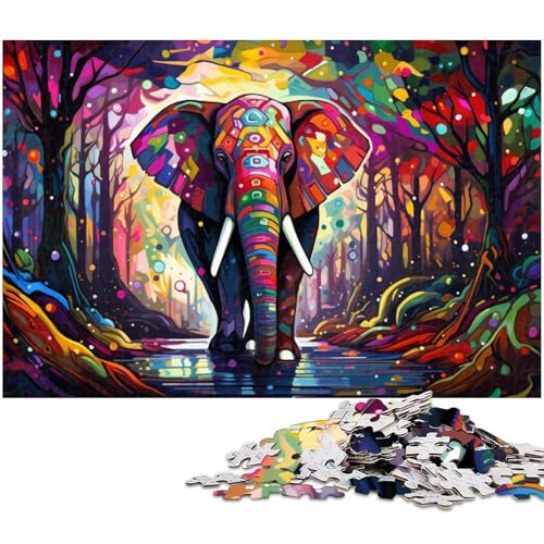 Puzzle für Erwachsene 1000 Teile Psychedelischer Elefant anspruchsvolles Spiel Spielzeug Weihnachtspuzzle Geschenke (Größe 75 x 50 cm) von zouxangzz