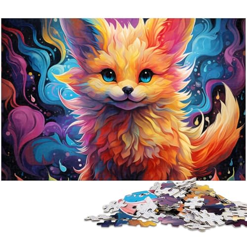 Puzzle für Erwachsene 1000 Teile Psychedelischer Fuchs Holzpuzzle lustiges Geschenk (Größe 75 x 50 cm) von zouxangzz