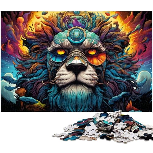 Puzzle für Erwachsene 1000 Teile Psychedelischer Löwe anspruchsvolles Spiel Spielzeug Weihnachtspuzzle Geschenke (Größe 75 x 50 cm) von zouxangzz