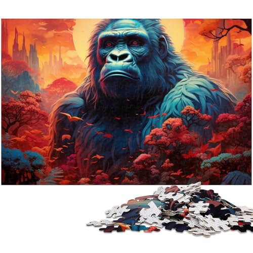 Puzzle für Erwachsene 1000 Teile Psychedelischer Orang Utan im Dschungel Puzzle für Erwachsene Holzspiele für die ganze Familie Weihnachts und Geburtstagsgeschenke (Größe 75 x 50 cm) von zouxangzz