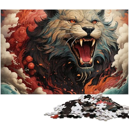 Puzzle für Erwachsene 1000 Teile Psychedelischer Tiger anspruchsvolles Spiel Spielzeug Weihnachtspuzzle Geschenke (Größe 38 x 26 cm) von zouxangzz