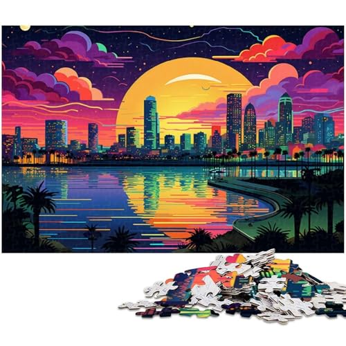 Puzzle für Erwachsene 1000 Teile Psychedelisches Stadtbild Puzzle EIN Kunstwerk für Teenager ab 14 Jahren (Größe 38 x 26 cm) von zouxangzz