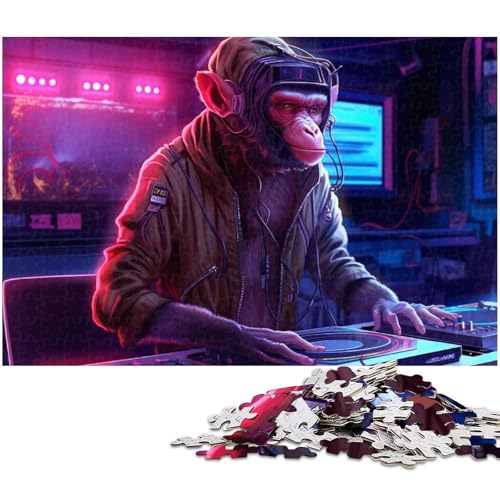 Puzzle für Erwachsene 1000 Teile Punk Monkey DJ Holzpuzzle lustiges Geschenk (Größe 75 x 50 cm) von zouxangzz