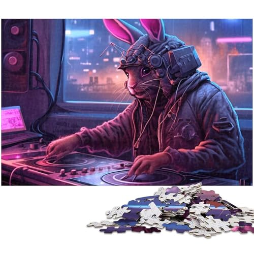 Puzzle für Erwachsene 1000 Teile Punk Rapper Kaninchen Puzzle für Erwachsene Holzpuzzle Heimdekoration (Größe 75 x 50 cm) von zouxangzz