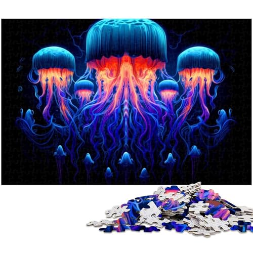 Puzzle für Erwachsene 1000 Teile Quallen Puzzles für Holzpuzzles pädagogisches Spielzeug zum Stressabbau (Größe 75 x 50 cm) von zouxangzz