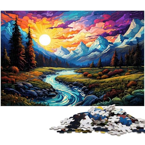 Puzzle für Erwachsene 1000 Teile Schöne Bunte Landschaft Fluss Herausforderndes Spiel Spielzeug Weihnachtspuzzle Geschenke 1000 PCS (75x50cm) von zouxangzz