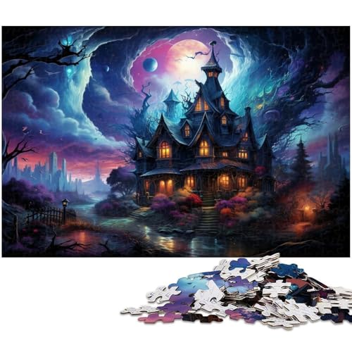 Puzzle für Erwachsene 1000 Teile Schwarzes Schloss bei Nacht Puzzles für Papierpuzzles pädagogisches Spielzeug zum Stressabbau 1000 Teile (38 x 26 cm) von zouxangzz