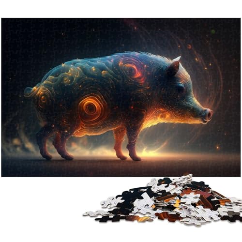 Puzzle für Erwachsene 1000 Teile Schweine Puzzles für Holzpuzzles pädagogisches Spielzeug zum Stressabbau (Größe 75 x 50 cm) von zouxangzz