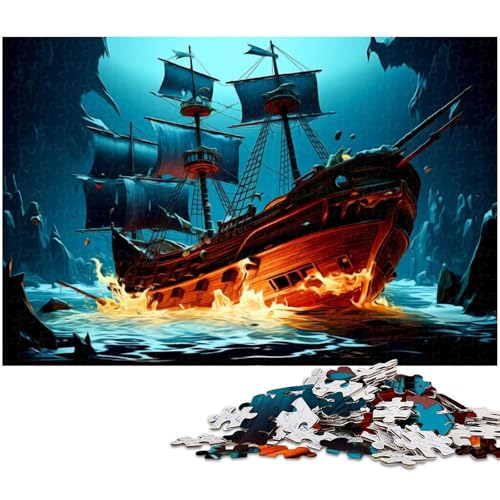 Puzzle für Erwachsene 1000 Teile Segel Piratenschiff Das Puzzle mit passendem Poster und Quizblatt (Größe 38 x 26 cm) von zouxangzz