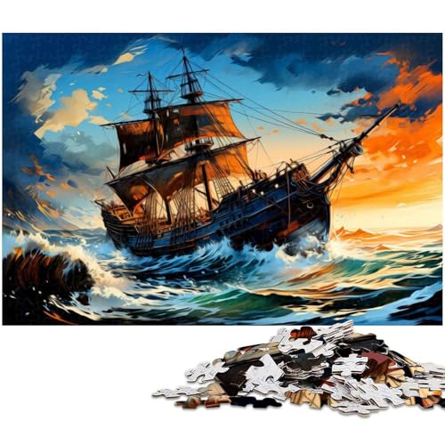 Puzzle für Erwachsene 1000 Teile Segel Piratenschiff Puzzle EIN Kunstwerk für Teenager ab 14 Jahren (Größe 38 x 26 cm) von zouxangzz