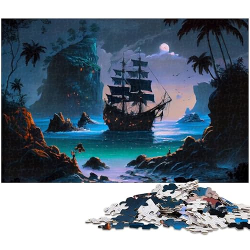 Puzzle für Erwachsene 1000 Teile Segel Piratenschiff Puzzle für Erwachsene Holzpuzzle tolle Geschenke zu Weihnachten (Größe 75 x 50 cm) von zouxangzz