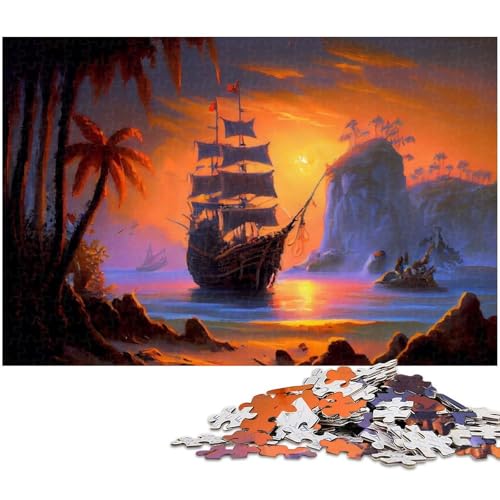 Puzzle für Erwachsene 1000 Teile Segel Piratenschiff Puzzle jedes Teil ist einzigartig – anspruchsvolles Familienspiel (Größe 75 x 50 cm) von zouxangzz