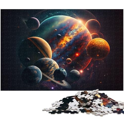 Puzzle für Erwachsene 1000 Teile Sonnensystem Neon anspruchsvolles Spiel Spielzeug Weihnachtspuzzle Geschenke (Größe 38 x 26 cm) von zouxangzz