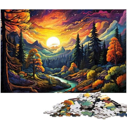 Puzzle für Erwachsene 1000 Teile Sonnenuntergangslandschaft Puzzle für Erwachsene Holzspiele für die ganze Familie Weihnachts und Geburtstagsgeschenke 1000 Teile (75 x 50 cm) von zouxangzz