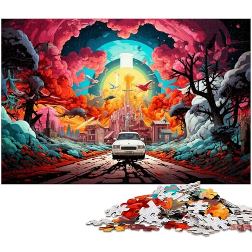 Puzzle für Erwachsene 1000 Teile Stellen Sie Sich eine farbenfrohe psychedelische Landschaft vor Puzzle für Erwachsene Holzspiele für die ganze Familie Geburtstagsgeschenke 1000 Teile (75 x 50 cm) von zouxangzz
