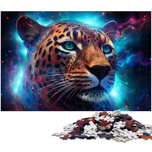 Puzzle für Erwachsene 1000 Teile Stern Tier Leopard Puzzle für Erwachsene Holzspiele für die ganze Familie Weihnachts und Geburtstagsgeschenke (Größe 75 x 50 cm) von zouxangzz