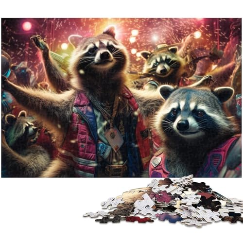 Puzzle für Erwachsene 1000 Teile Sternennacht Waschbär anspruchsvolles Spiel Spielzeug Weihnachtspuzzle Geschenke (Größe 75 x 50 cm) von zouxangzz