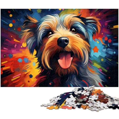 Puzzle für Erwachsene 1000 Teile Terrier buntes psychedelisches Holzpuzzle – Lernspielzeug Familienspiele 1000 Teile (75 x 50 cm) von zouxangzz