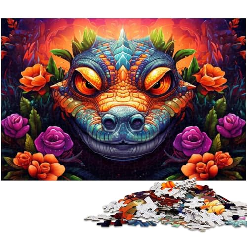 Puzzle für Erwachsene 1000 Teile Tier Nilkrokodile Puzzle für Papierpuzzles pädagogisches Spielzeug zum Stressabbau (Größe 38 x 26 cm) von zouxangzz