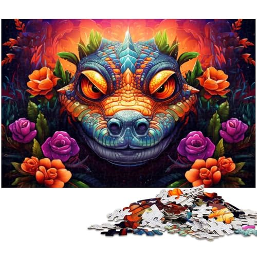 Puzzle für Erwachsene 1000 Teile Tier Nilkrokodile Puzzles für Holzpuzzles pädagogisches Spielzeug zum Stressabbau (Größe 75 x 50 cm) von zouxangzz