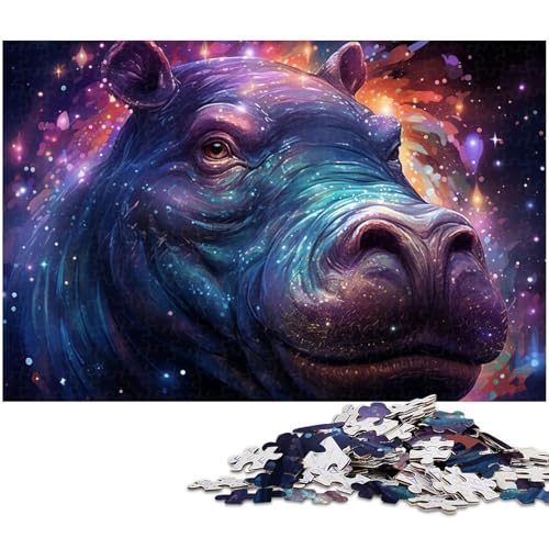 Puzzle für Erwachsene 1000 Teile Tier Nilpferd Puzzles für Holzpuzzles pädagogisches Spielzeug zum Stressabbau (Größe 75 x 50 cm) von zouxangzz