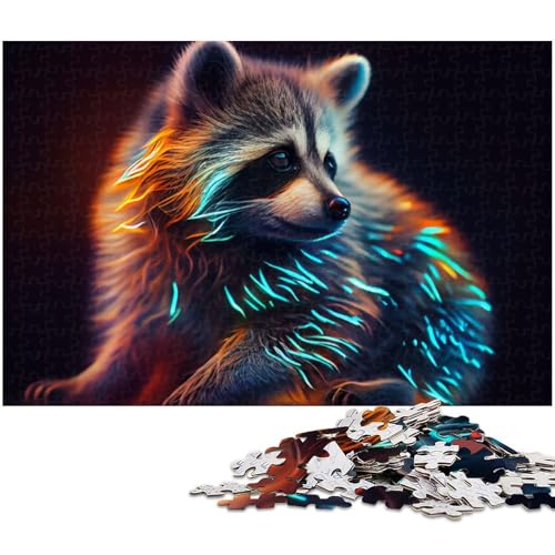 Puzzle für Erwachsene 1000 Teile Tier Waschbären Puzzle für Erwachsene Holzspiele für die ganze Familie Weihnachts und Geburtstagsgeschenke 1000 Teile (75 x 50 cm) von zouxangzz